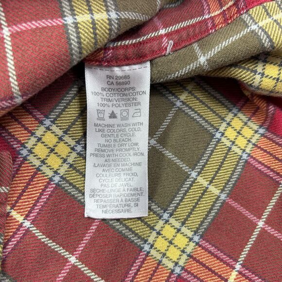 Pendelton Hawthorne Mens Flannel Elbow Patches Red Green Plaid Size Large - Picture 4 of 4